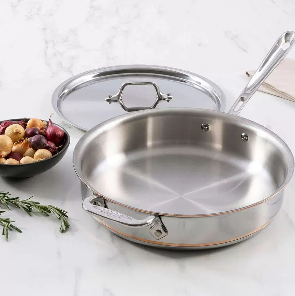 All-Clad Saute Pans<Copper Core 5-Ply Bonded Cookware, Saute Pan With Lid, 3 Quart