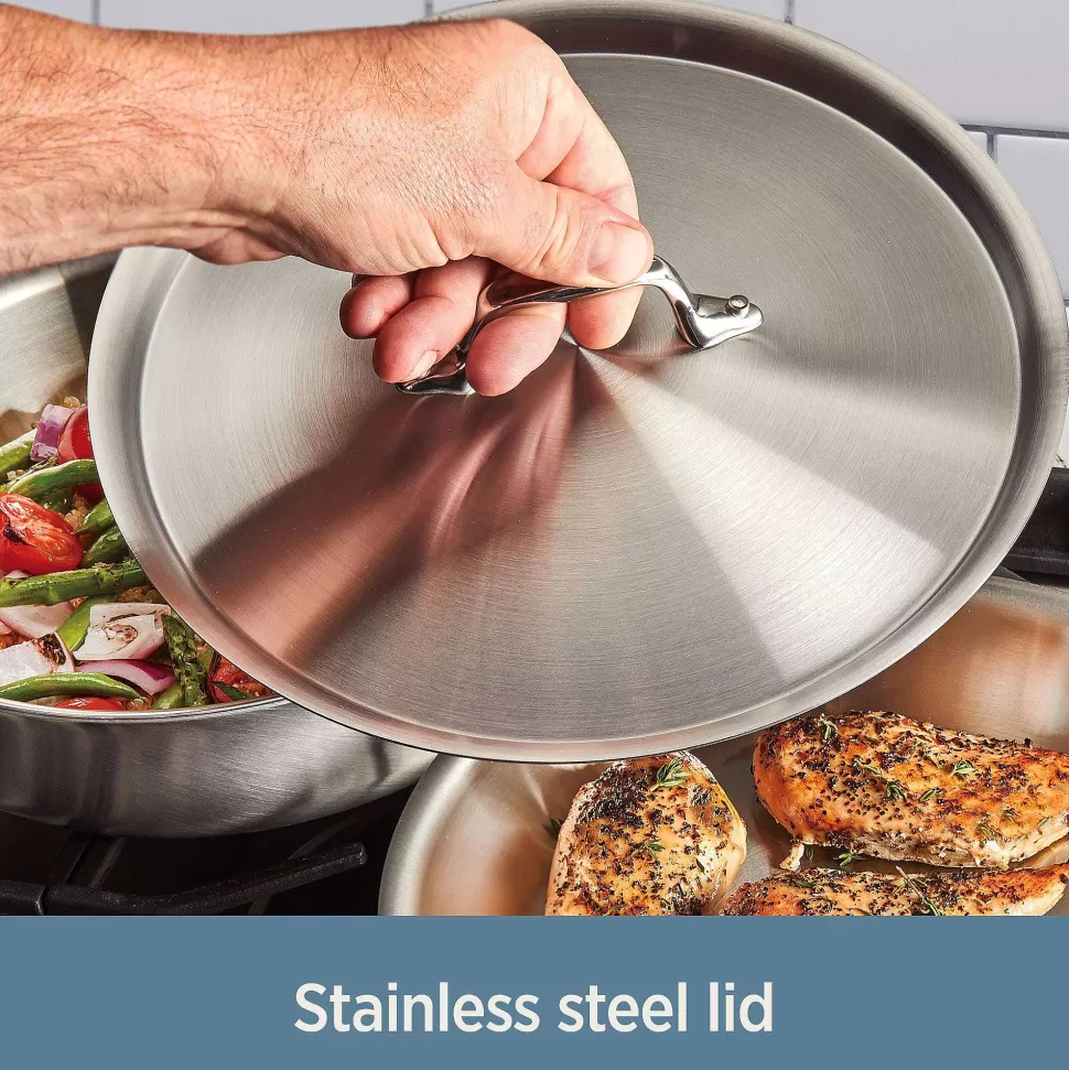 All-Clad Fry Pans & Skillets<D3 Stainless 3-Ply Bonded Cookware 10 Inch Skillet With Lid