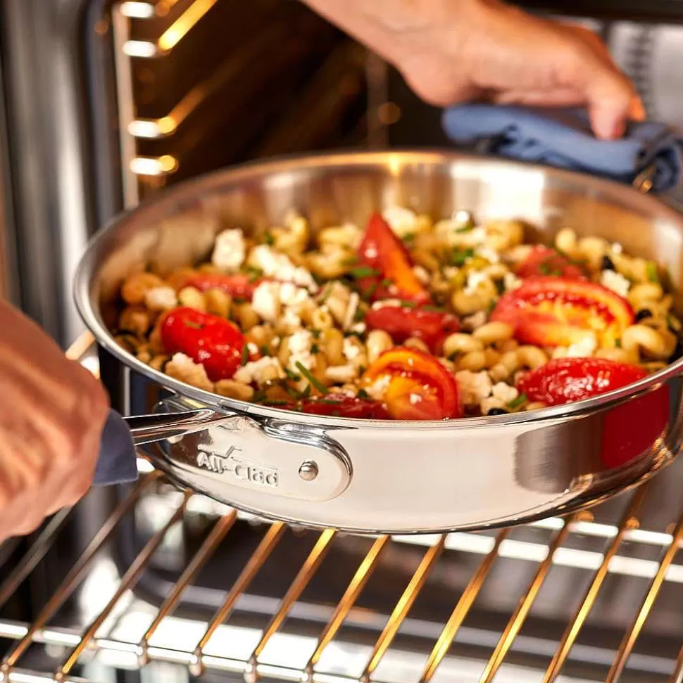 All-Clad Fry Pans & Skillets<D3 Stainless 3-Ply Bonded Cookware, Fry Pan With Lid, 14 Inch