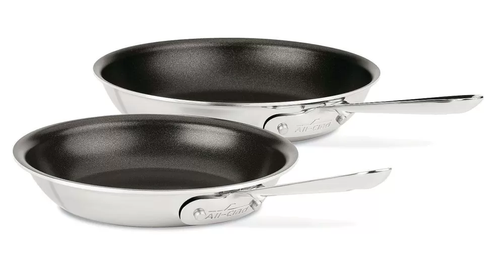 All-Clad Fry Pans & Skillets<D3 Stainless 3-Ply Bonded Cookware, Nonstick 2 Piece Fry Pan Set, 8 & 10 Inch