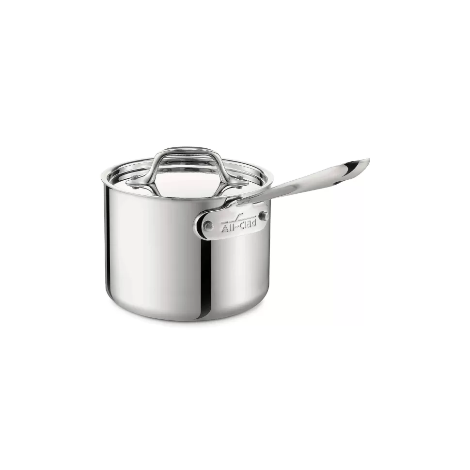 All-Clad Sauce Pans & Sauciers<D3 Stainless 3-Ply Bonded Cookware, Sauce Pan With Lid, 2 Quart