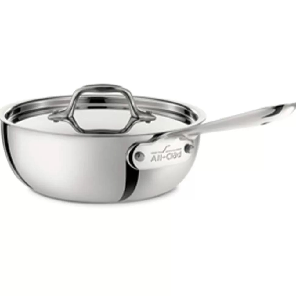 All-Clad Sauce Pans & Sauciers<D3 Stainless 3-Ply Bonded Cookware, Saucier With Lid, 2 Quart