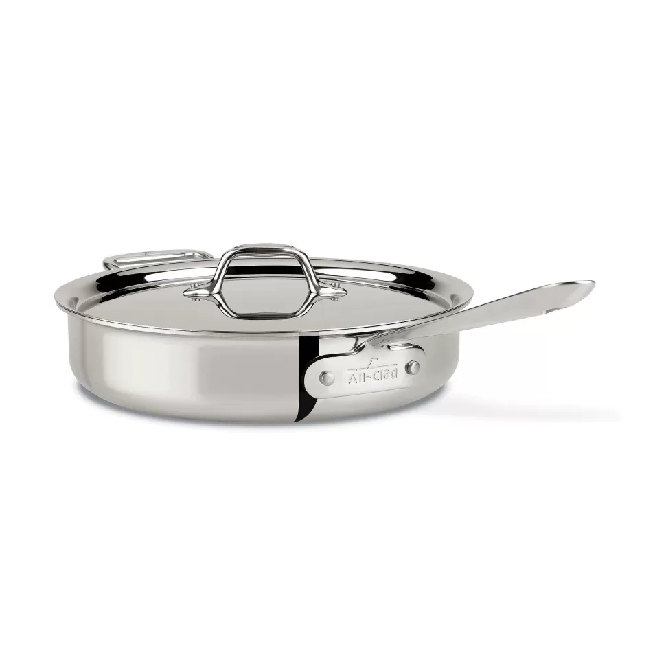 All-Clad Saute Pans<D3 Stainless 3-Ply Bonded Cookware, Saute Pan With Lid, 3 Quart