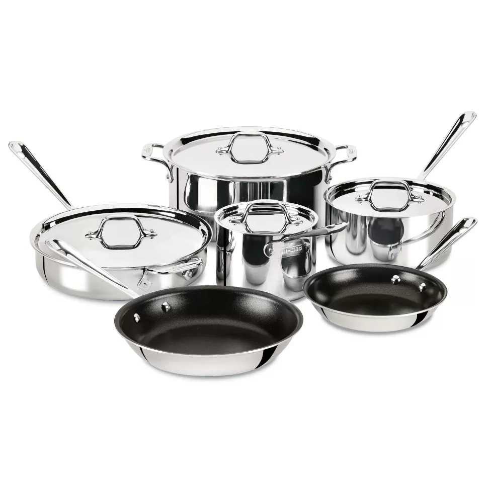 All-Clad Cookware Sets<D3 Stainless 3-Ply Bonded Cookware Set, Nonstick 10 Piece Set