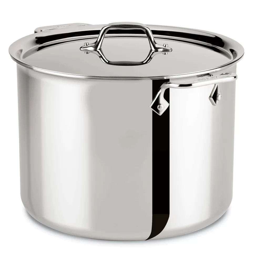 All-Clad Soups & Stockpots<D3 Stainless 3-Ply Bonded Cookware, Stockpot With Lid, 12 Quart