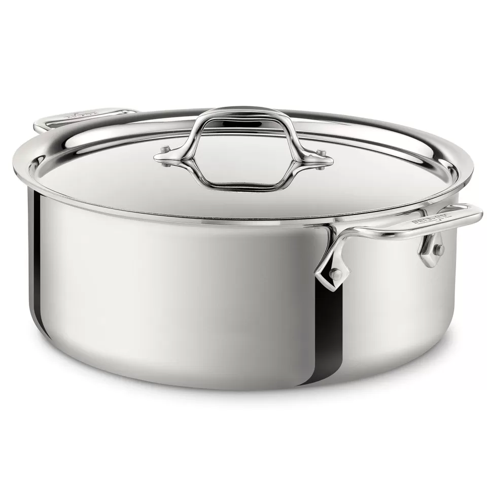 All-Clad Soups & Stockpots<D3 Stainless 3-Ply Bonded Cookware, Stockpot With Lid, 6 Quart