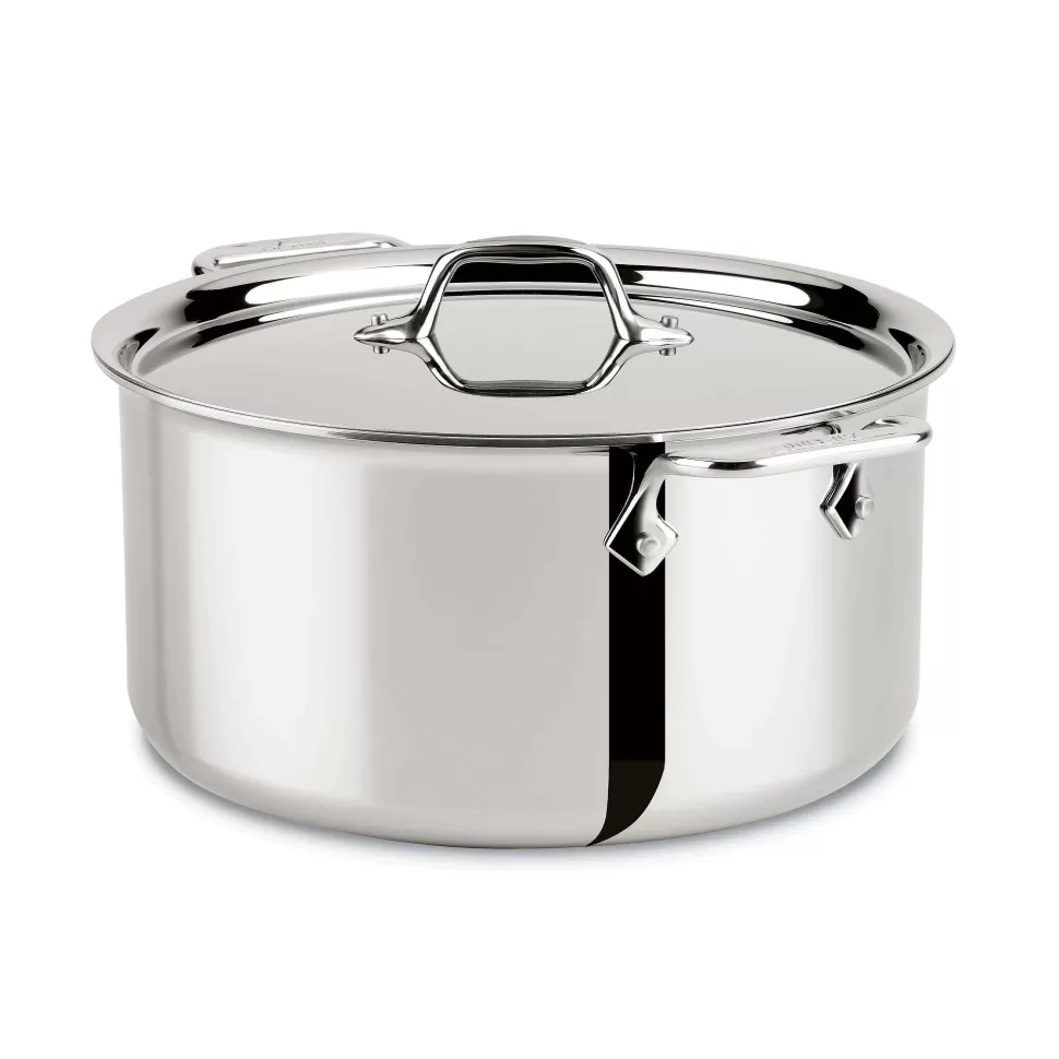 All-Clad Soups & Stockpots<D3 Stainless 3-Ply Bonded Cookware, Stockpot With Lid, 8 Quart