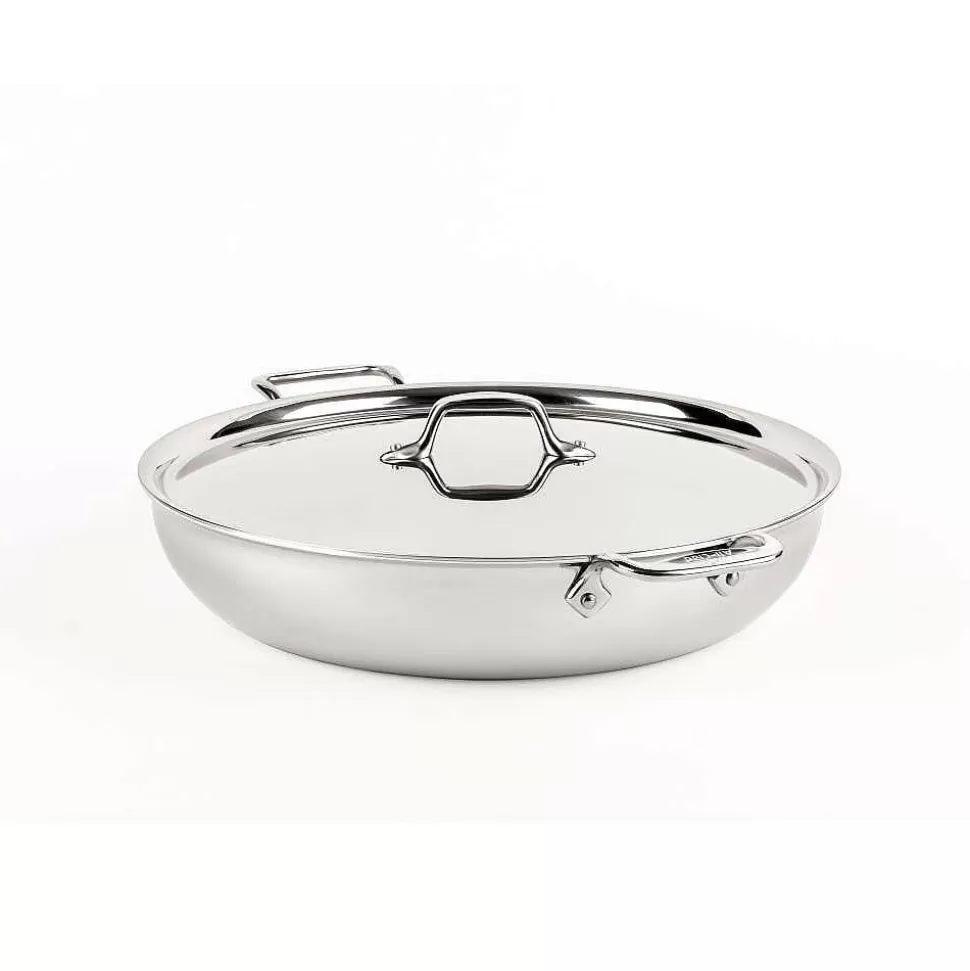 All-Clad Saute Pans<D3 Stainless 3-Ply Bonded Cookware, Sunday Supper Pan With Lid, 7 Quart