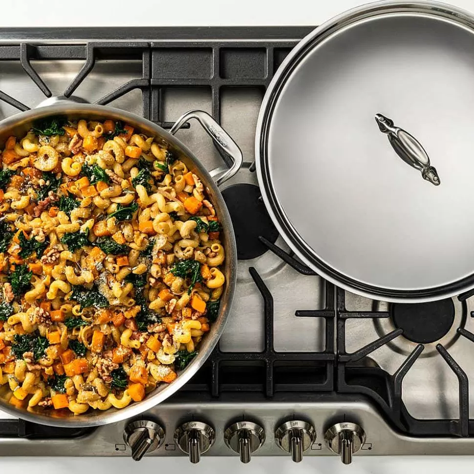 All-Clad Saute Pans<D3 Stainless 3-Ply Bonded Cookware, Sunday Supper Pan With Lid, 7 Quart