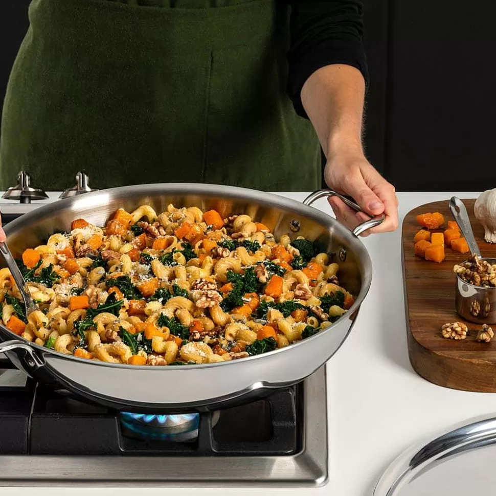 All-Clad Saute Pans<D3 Stainless 3-Ply Bonded Cookware, Sunday Supper Pan With Lid, 7 Quart