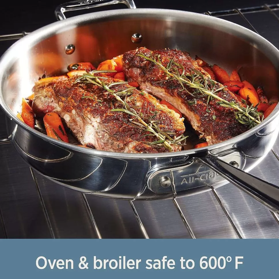All-Clad Saute Pans<D3 Stainless 3-Ply Bonded Cookware, Weeknight Pan With Lid, 4 Quart