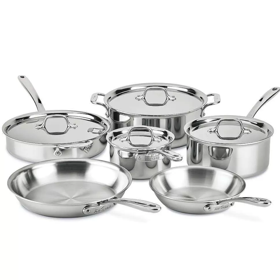 All-Clad Cookware Sets<D3 Stainless Everyday, 10 Piece Pots And Pans Cookware Set
