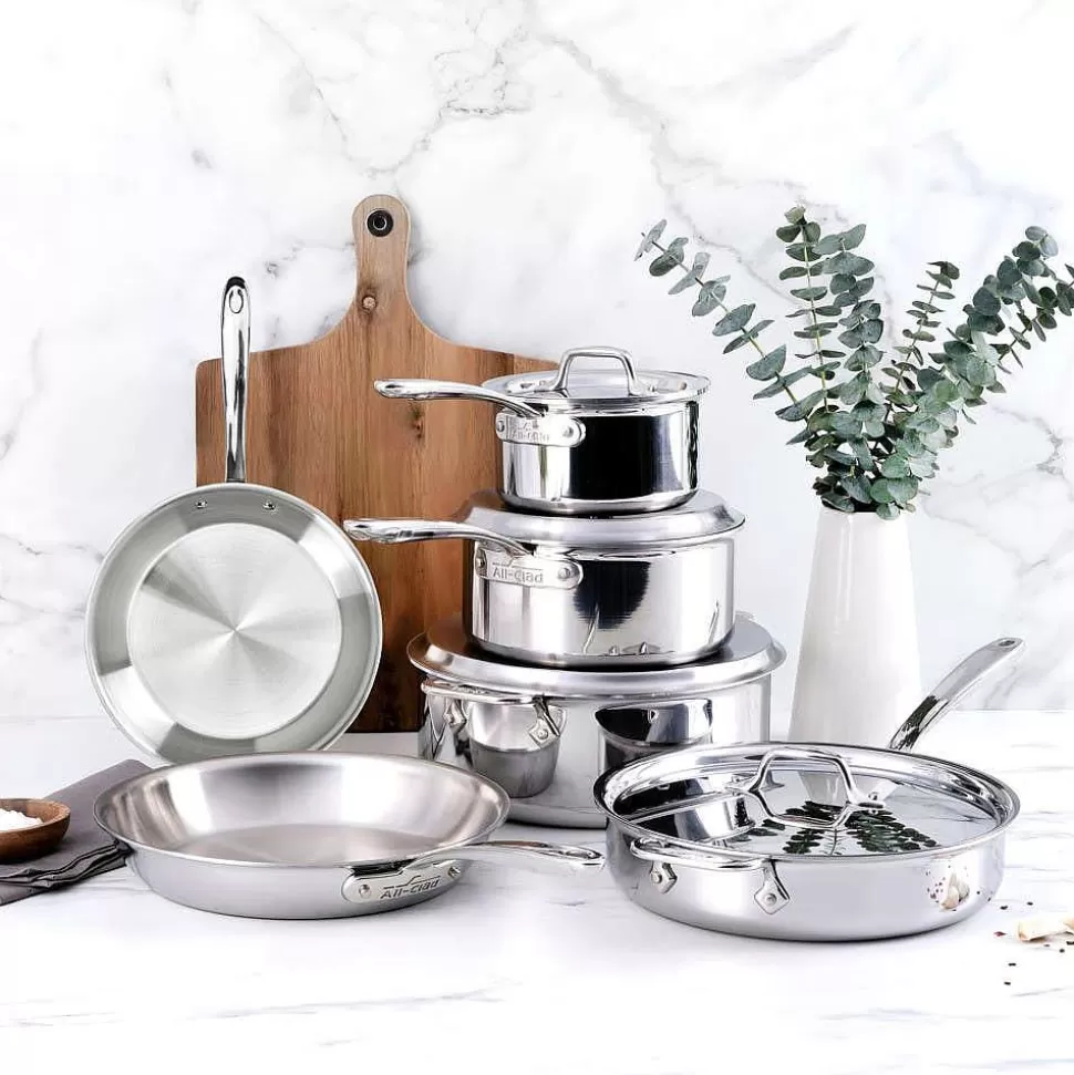 All-Clad Cookware Sets<D3 Stainless Everyday, 10 Piece Pots And Pans Cookware Set