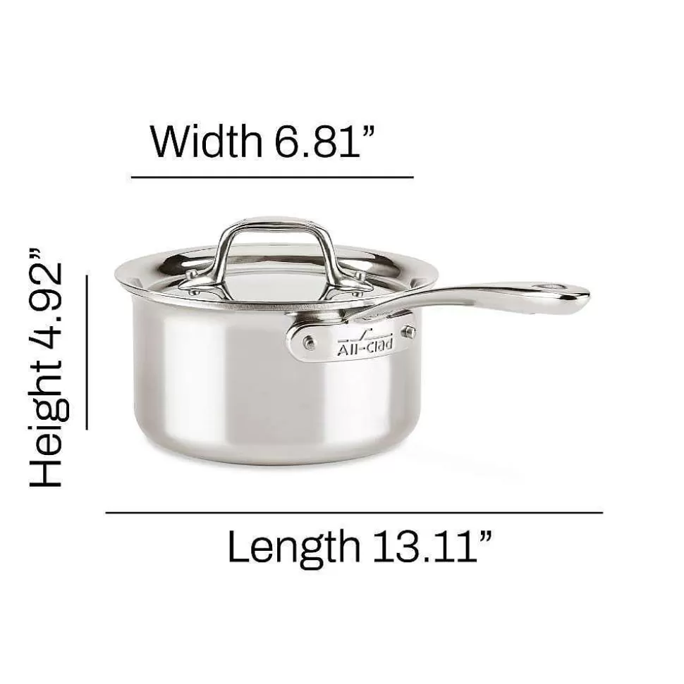All-Clad Sauce Pans & Sauciers<D3 Stainless Everyday 3-Ply Bonded Cookware, Sauce Pan With Lid, 1.5 Quart