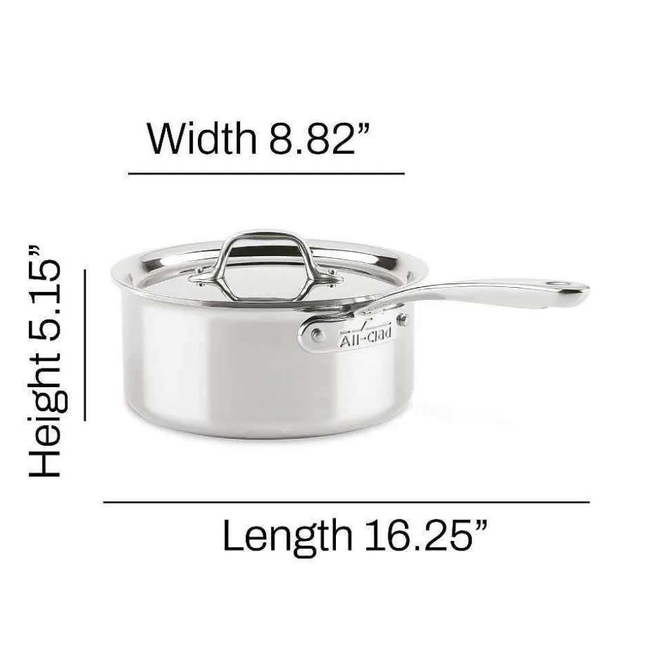 All-Clad Sauce Pans & Sauciers<D3 Stainless Everyday 3-Ply Bonded Cookware, Sauce Pan With Lid, 3 Quart