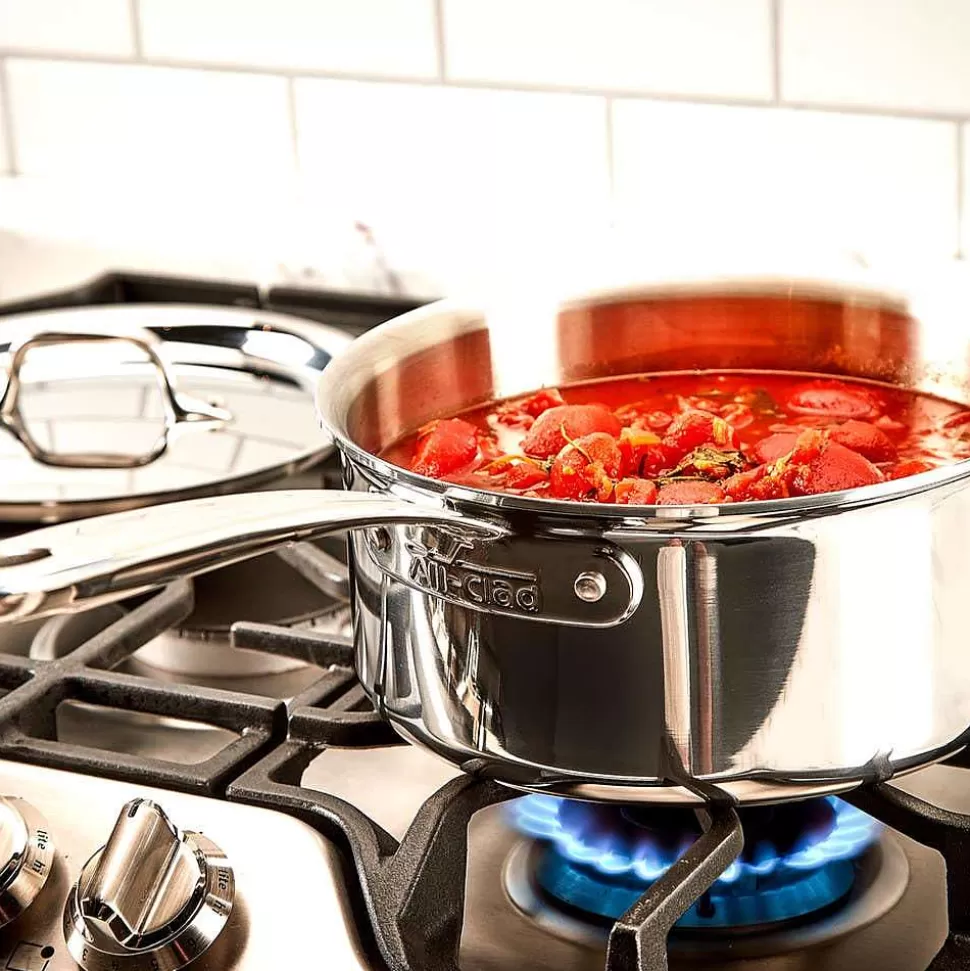 All-Clad Sauce Pans & Sauciers<D3 Stainless Everyday 3-Ply Bonded Cookware, Sauce Pan With Lid, 3 Quart