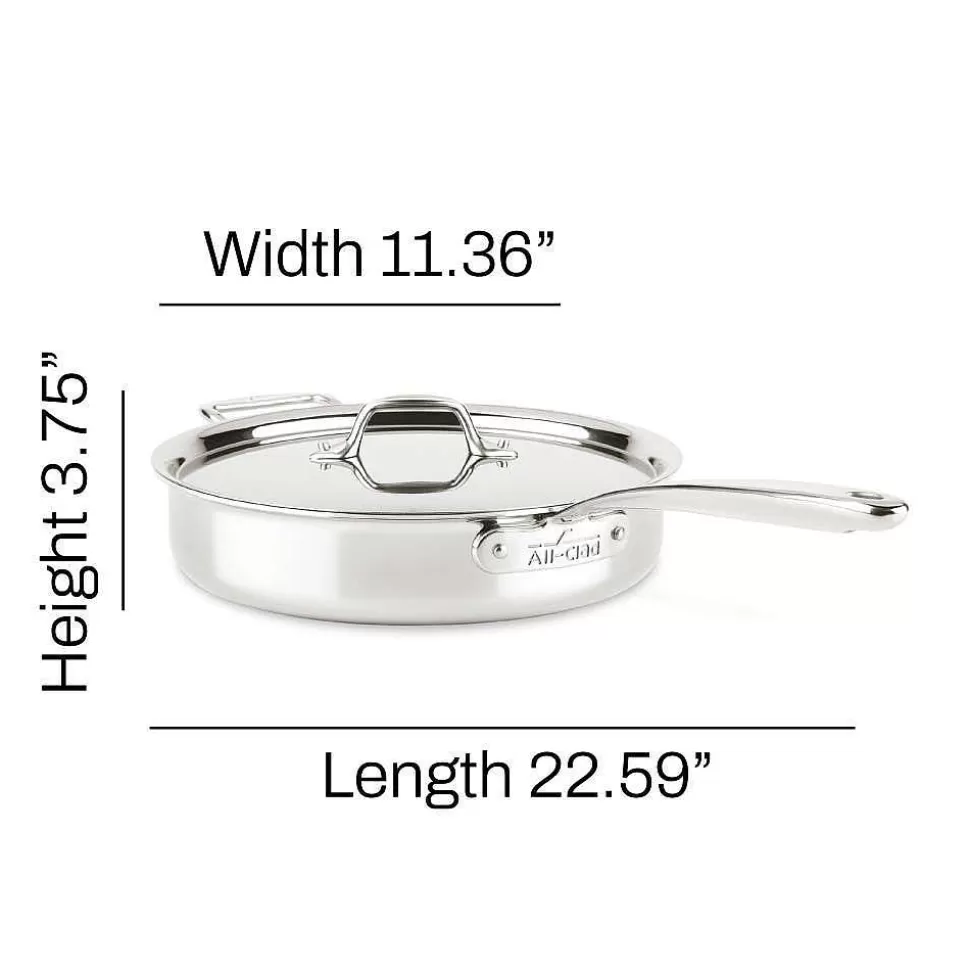 All-Clad Saute Pans<D3 Stainless Everyday 3-Ply Bonded Cookware, Saute Pan With Lid, 3 Quart