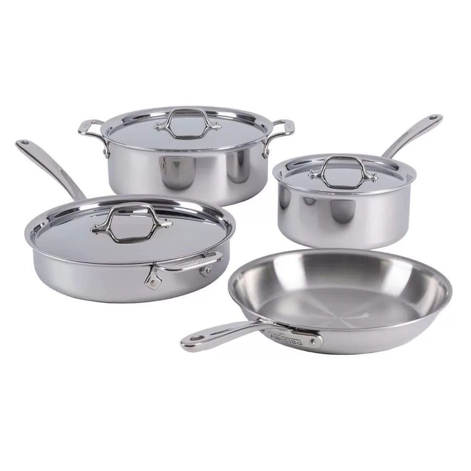 All-Clad Cookware Sets<D3 Stainless Everyday, 7 Piece Pots And Pans Cookware Set