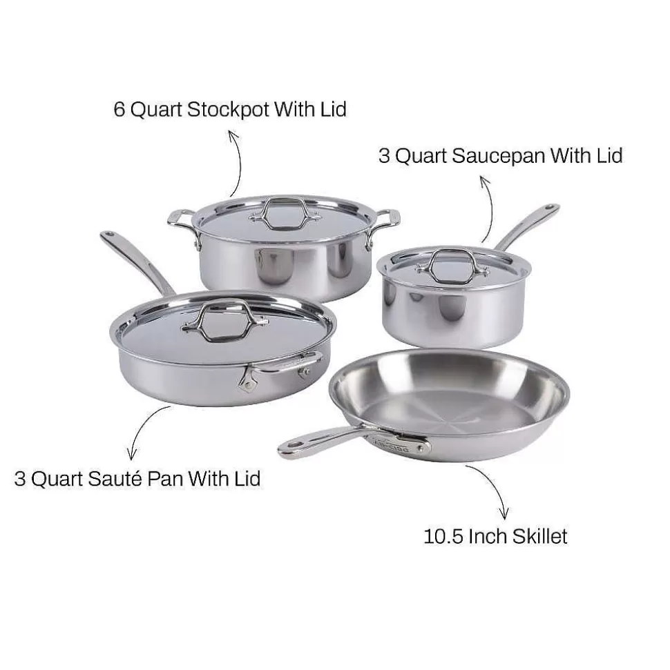 All-Clad Cookware Sets<D3 Stainless Everyday, 7 Piece Pots And Pans Cookware Set
