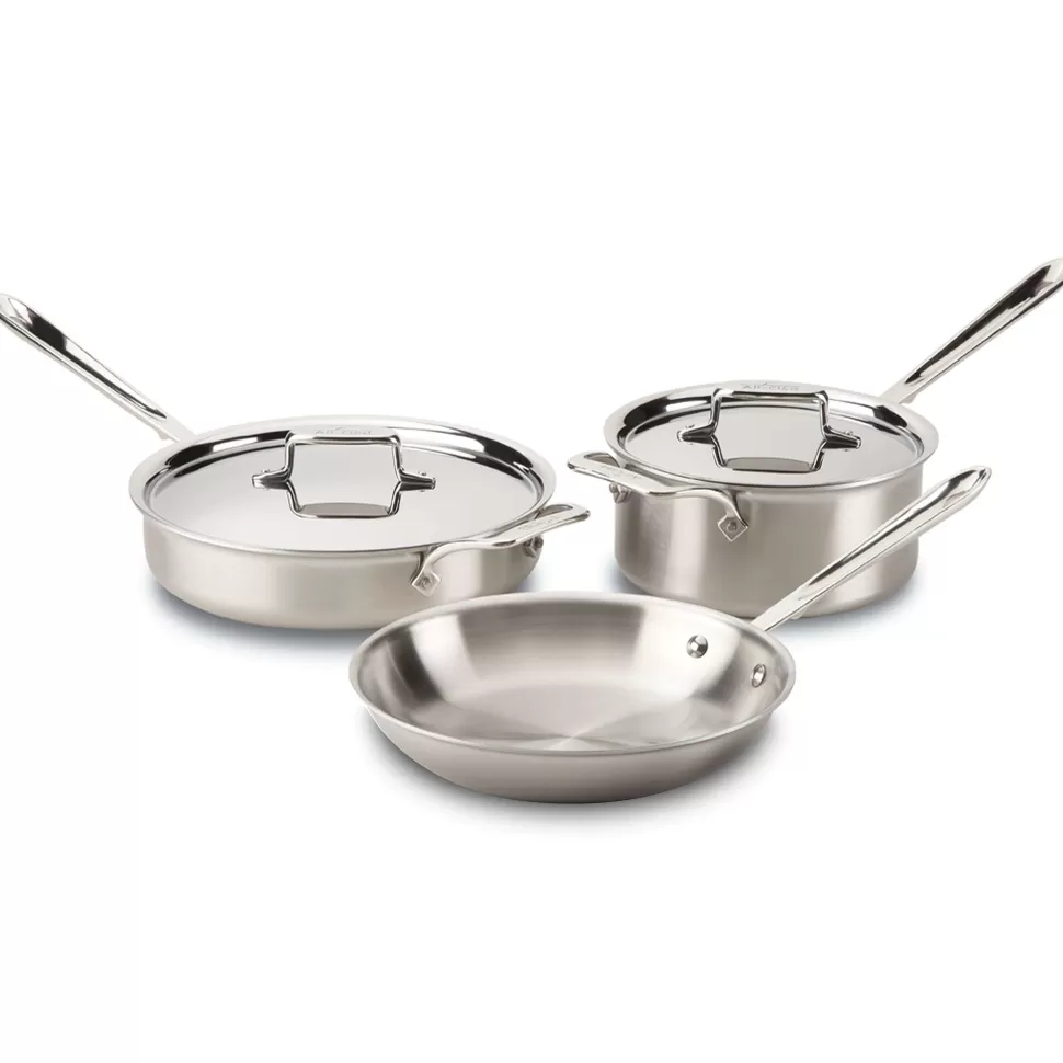 All-Clad Cookware Sets<D5 Stainless Brushed 5-Ply Bonded 5 Piece Cookware Set, 5 Piece Pan Set