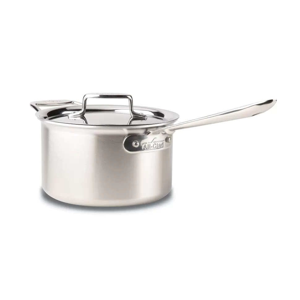 All-Clad Sauce Pans & Sauciers<D5 Stainless Brushed 5-Ply Bonded Cookware, Sauce Pan With Lid, 4 Quart