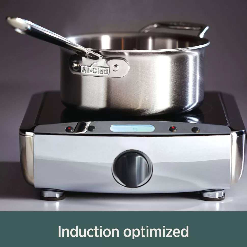 All-Clad Soups & Stockpots<D5 Stainless Brushed 5-Ply Bonded Cookware, Soup Pot With Lid, 4 Quart