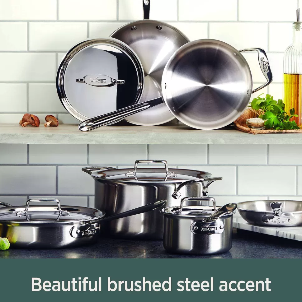 All-Clad Soups & Stockpots<D5 Stainless Brushed 5-Ply Bonded Cookware, Soup Pot With Lid, 4 Quart