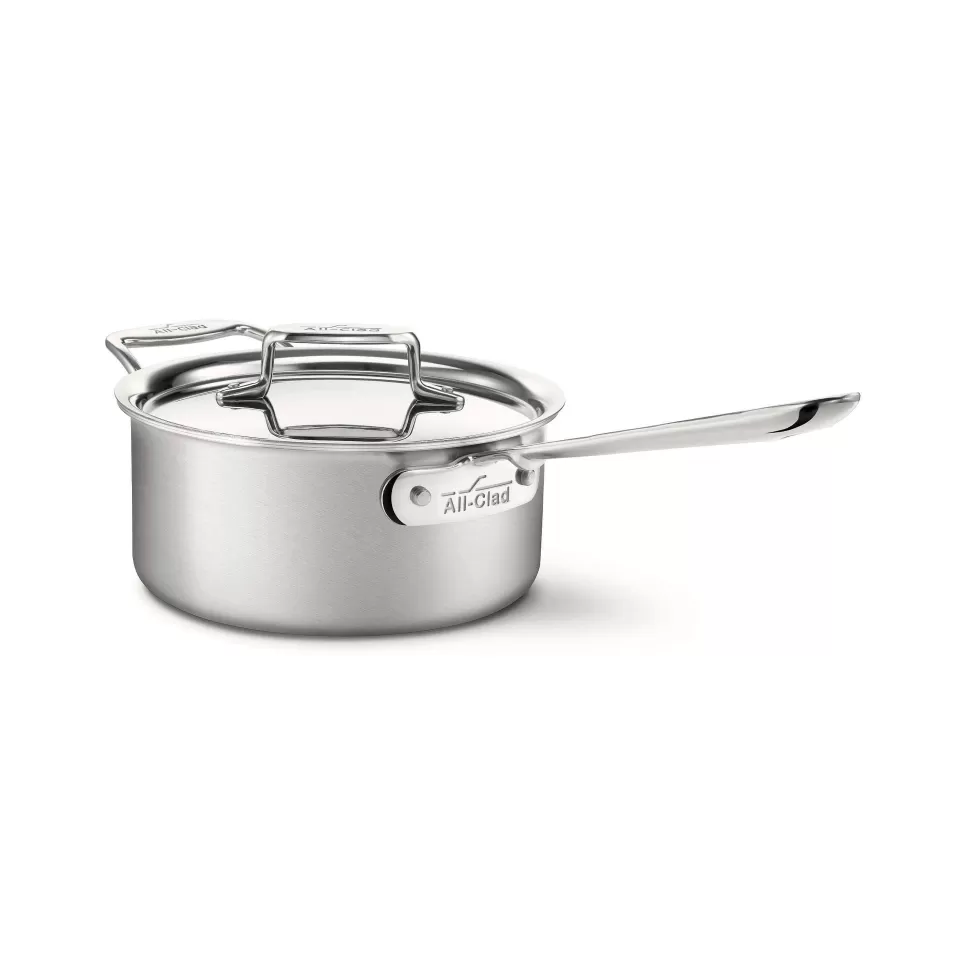 All-Clad Sauce Pans & Sauciers<D5 Stainless Brushed 5-Ply Bonded Cookware, Stainless Steel Pot 3 Qt
