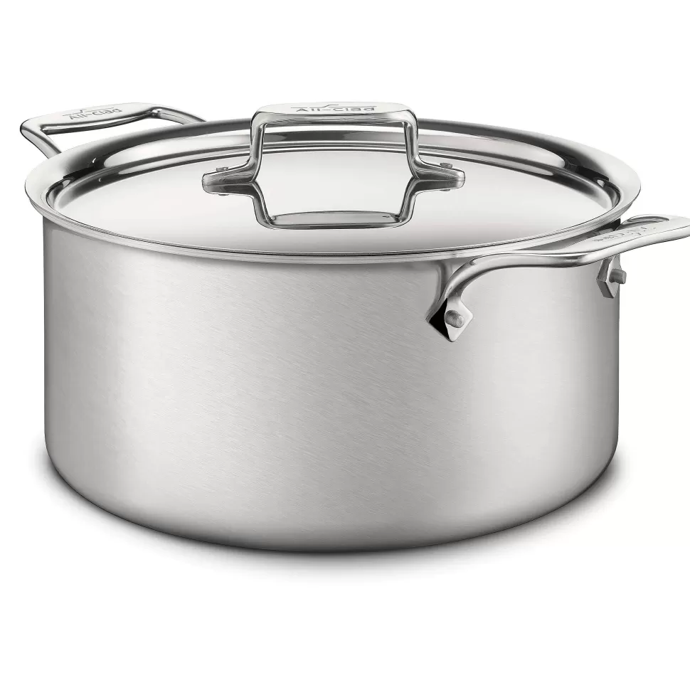 All-Clad Soups & Stockpots<D5 Stainless Brushed 5-Ply Bonded Cookware, Stockpot With Lid, 8 Quart