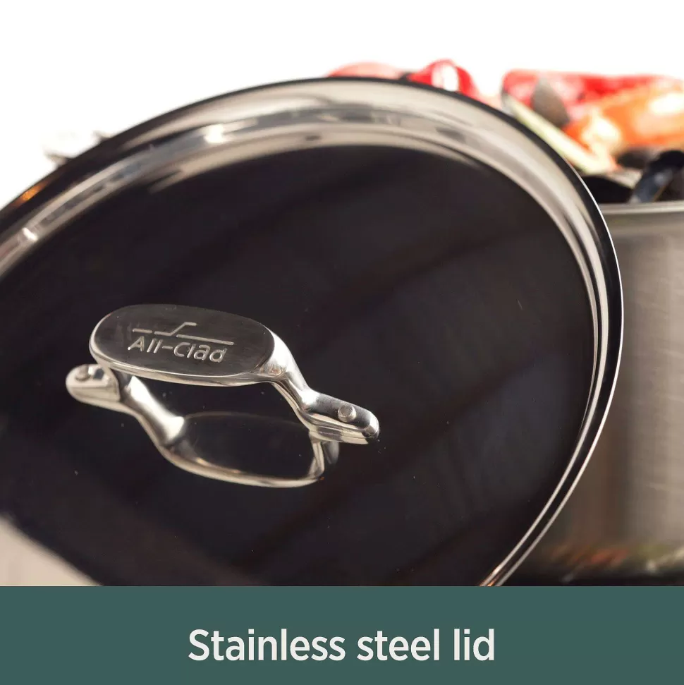 All-Clad Soups & Stockpots<D5 Stainless Brushed 5-Ply Bonded Cookware, Stockpot With Lid, 8 Quart