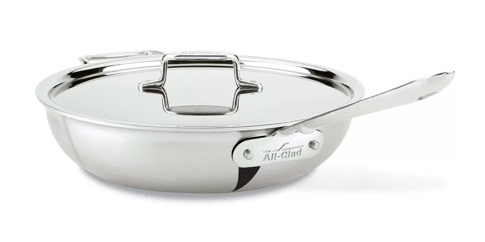 All-Clad Saute Pans<D5 Stainless Brushed 5-Ply Bonded Cookware, Weeknight Pan With Lid, 4 Quart