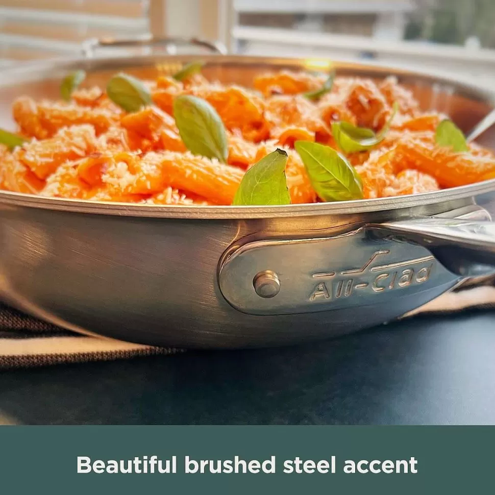 All-Clad Saute Pans<D5 Stainless Brushed 5-Ply Bonded Cookware, Weeknight Pan With Lid, 4 Quart