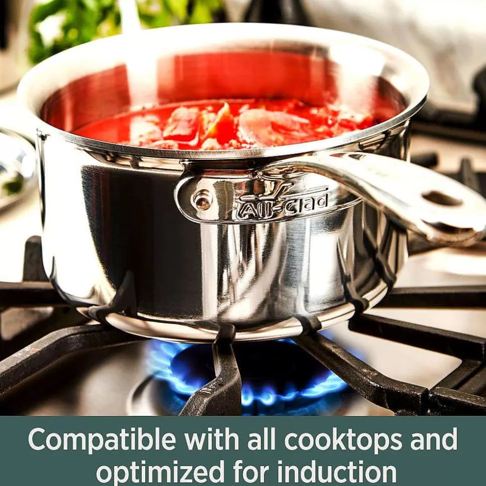 All-Clad Sauce Pans & Sauciers<D5 Stainless Polished 5-Ply Bonded Cookware, 1.5 Quart Saucepan With Lid