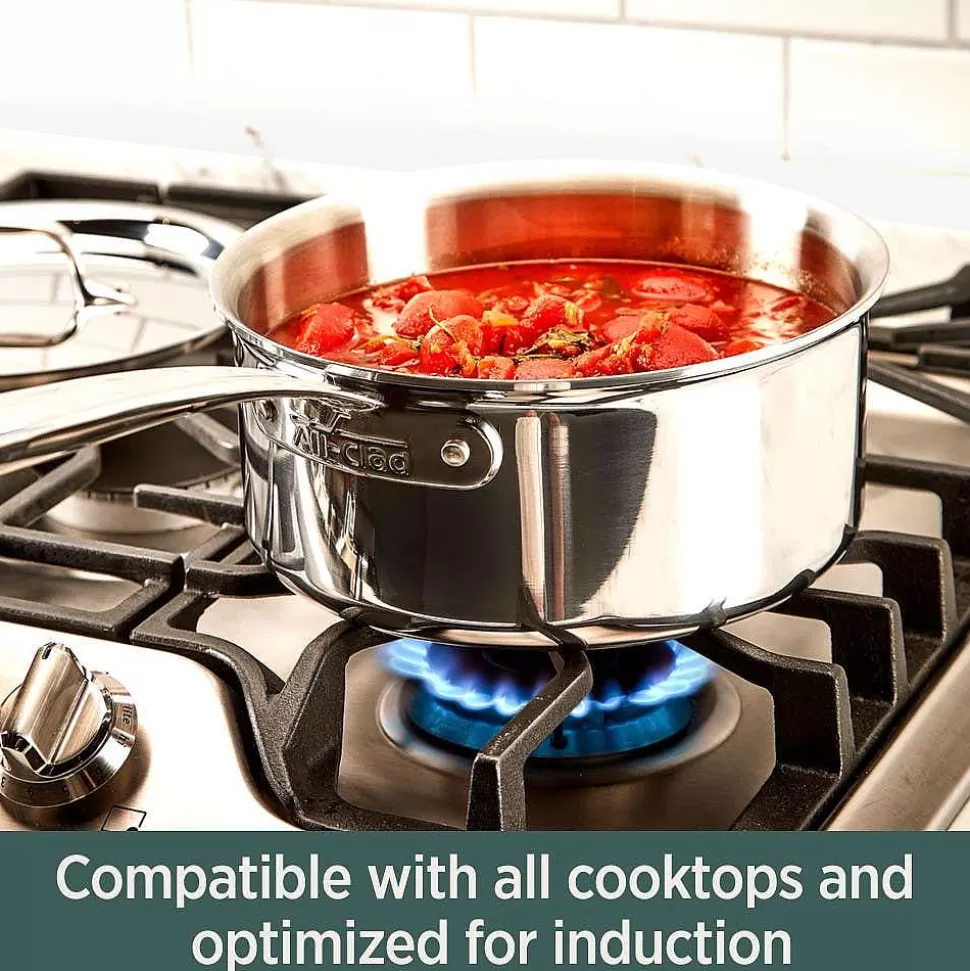 All-Clad Sauce Pans & Sauciers<D5 Stainless Polished 5-Ply Bonded Cookware, 3 Quart Sauce Pan With Lid