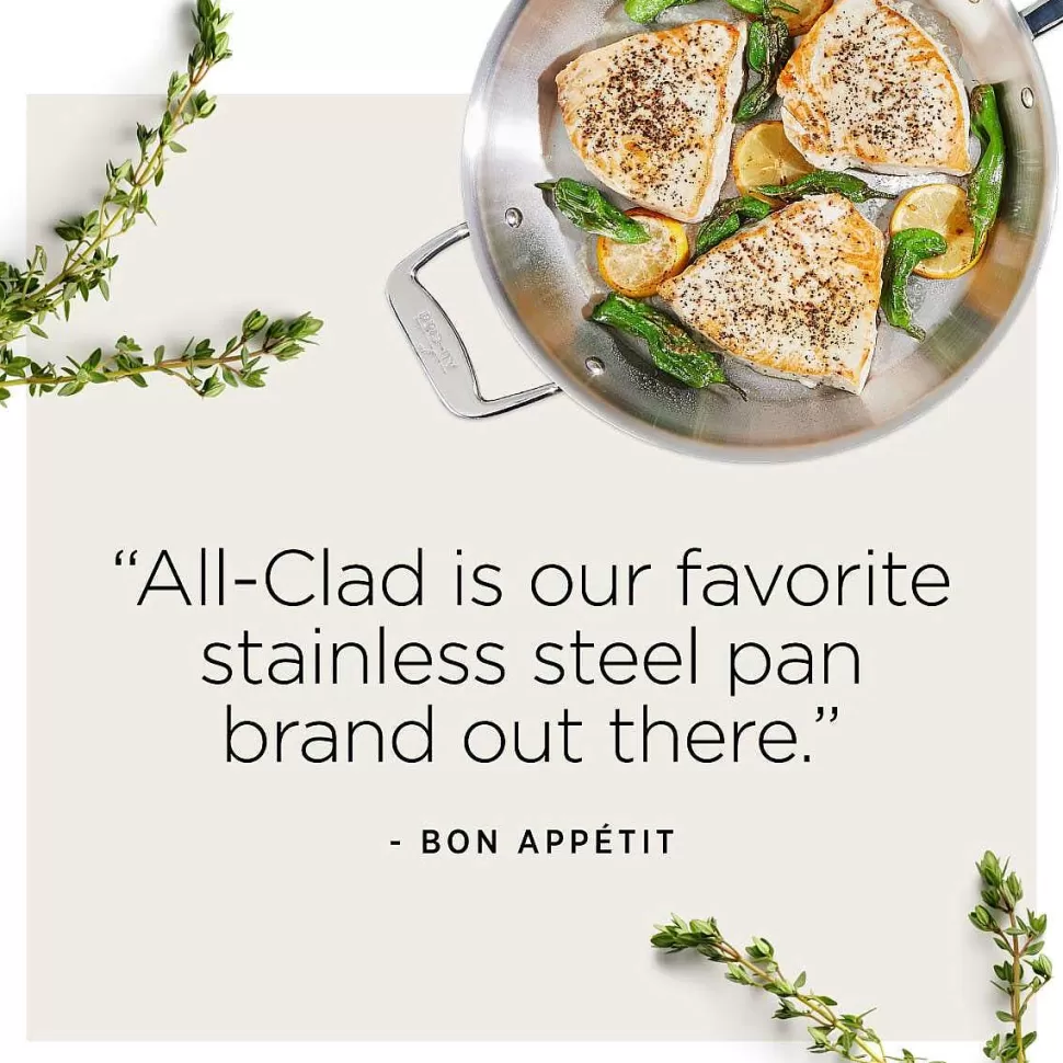 All-Clad Soups & Stockpots<D5 Stainless Polished 5-Ply Bonded Cookware, 4 Qt Pot With Lid