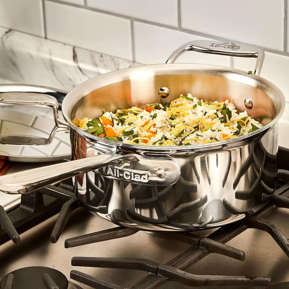 All-Clad Fry Pans & Skillets<D5 Stainless Polished 5-Ply Bonded Cookware, Deep Fryer Set With Lid And Basket, 6 Quart