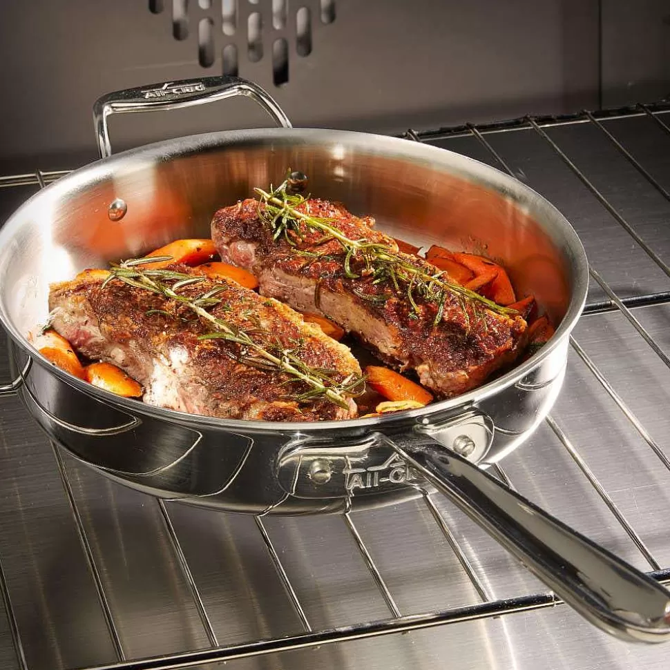 All-Clad Fry Pans & Skillets<D5 Stainless Polished 5-Ply Bonded Cookware, Deep Fryer Set With Lid And Basket, 6 Quart
