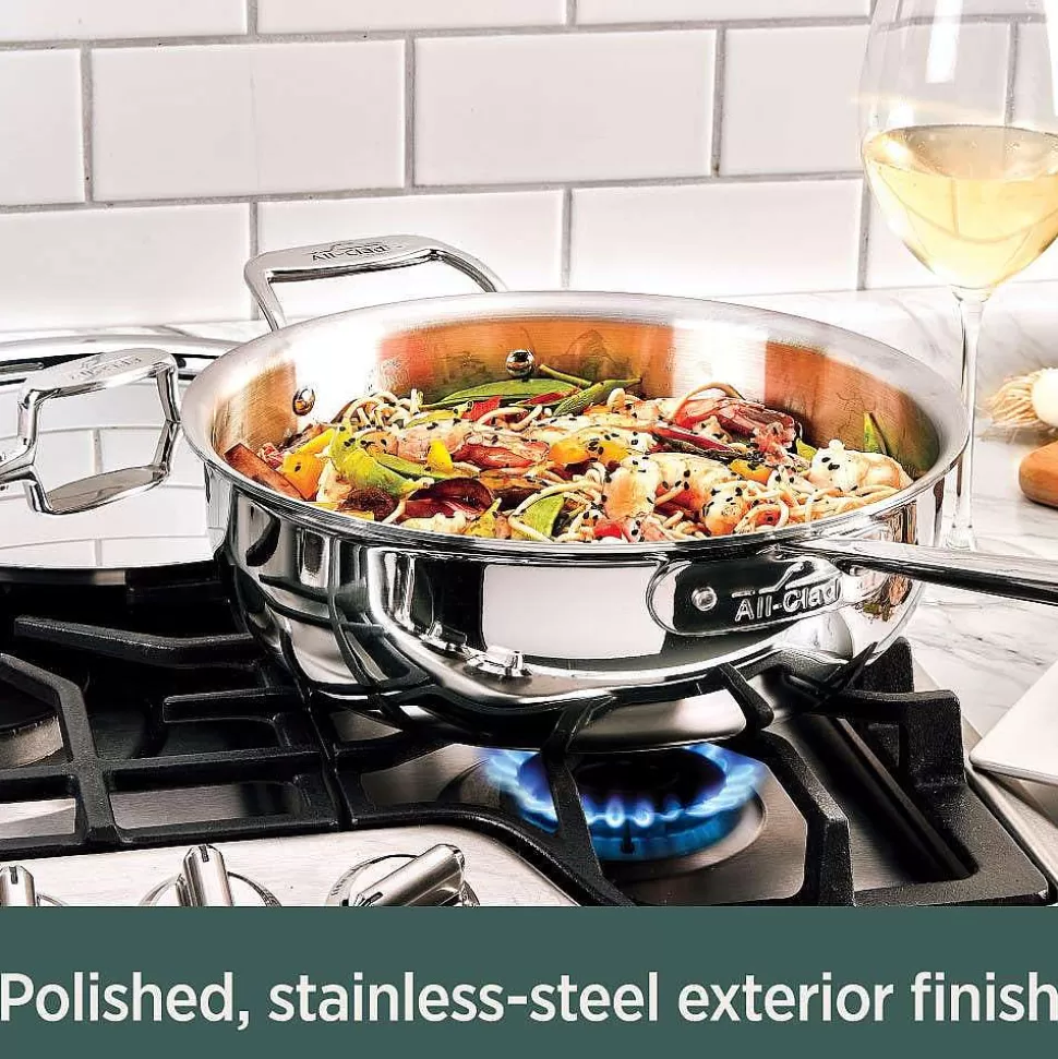 All-Clad Fry Pans & Skillets<D5 Stainless Polished 5-Ply Bonded Cookware, Essential 4 Quart Pot