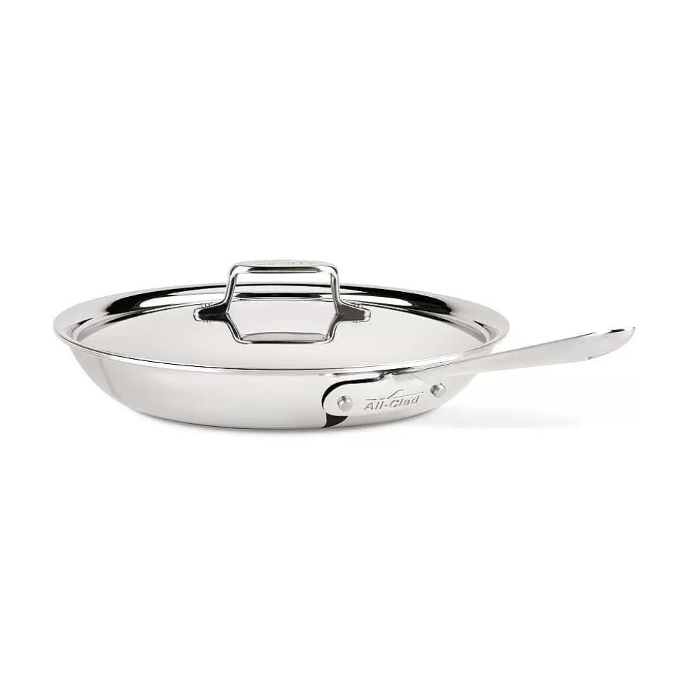 All-Clad Fry Pans & Skillets<D5 Stainless Polished 5-Ply Bonded Cookware, Nonstick Fry Pan With Lid, 12 Inch
