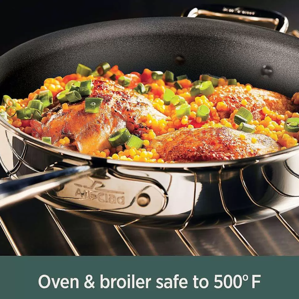 All-Clad Fry Pans & Skillets<D5 Stainless Polished 5-Ply Bonded Cookware, Nonstick Fry Pan With Lid, 12 Inch