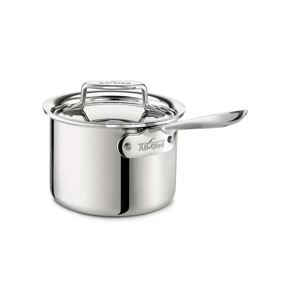 All-Clad Sauce Pans & Sauciers<D5 Stainless Polished 5-Ply Bonded Cookware, Sauce Pan With Lid, 2 Quart