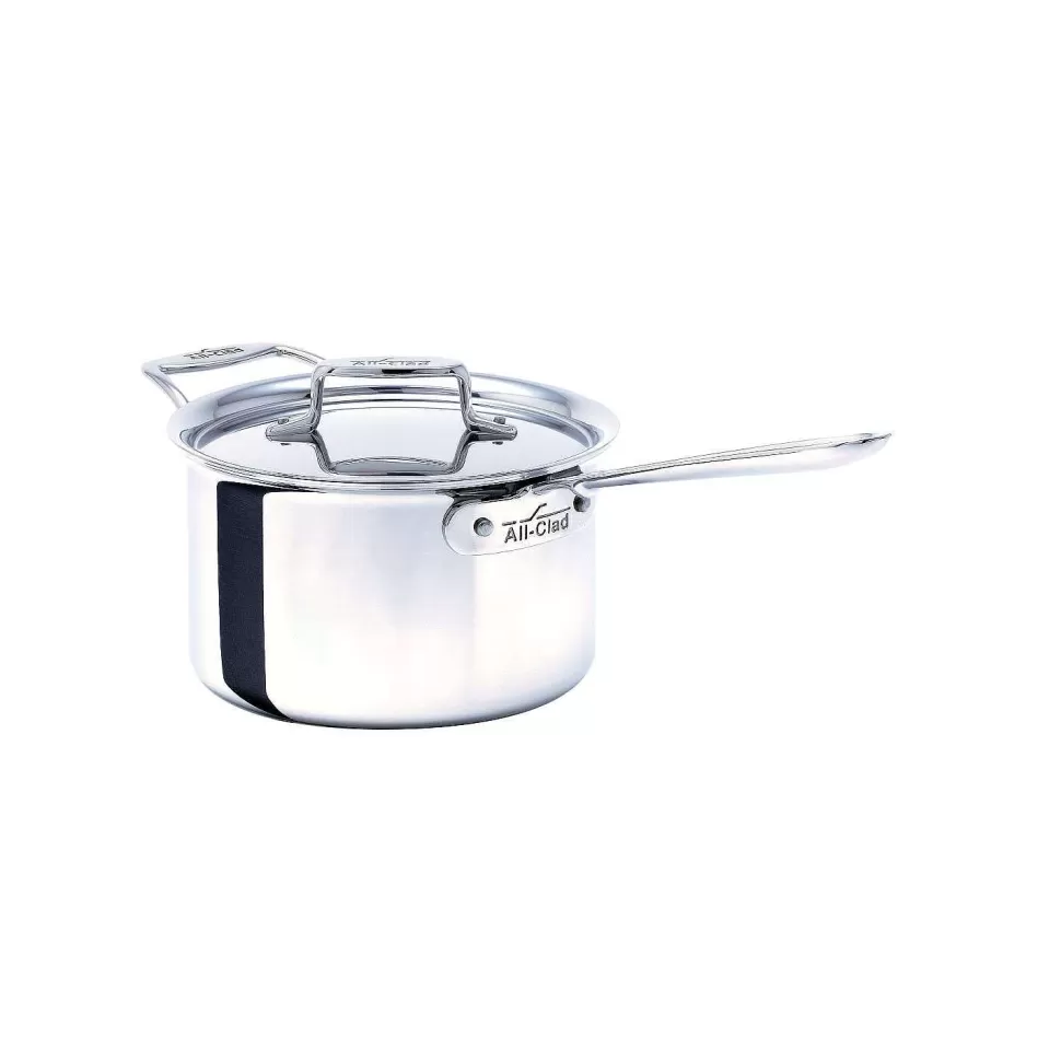 All-Clad Sauce Pans & Sauciers<D5 Stainless Polished 5-Ply Bonded Cookware, Sauce Pan With Lid, 4 Quart