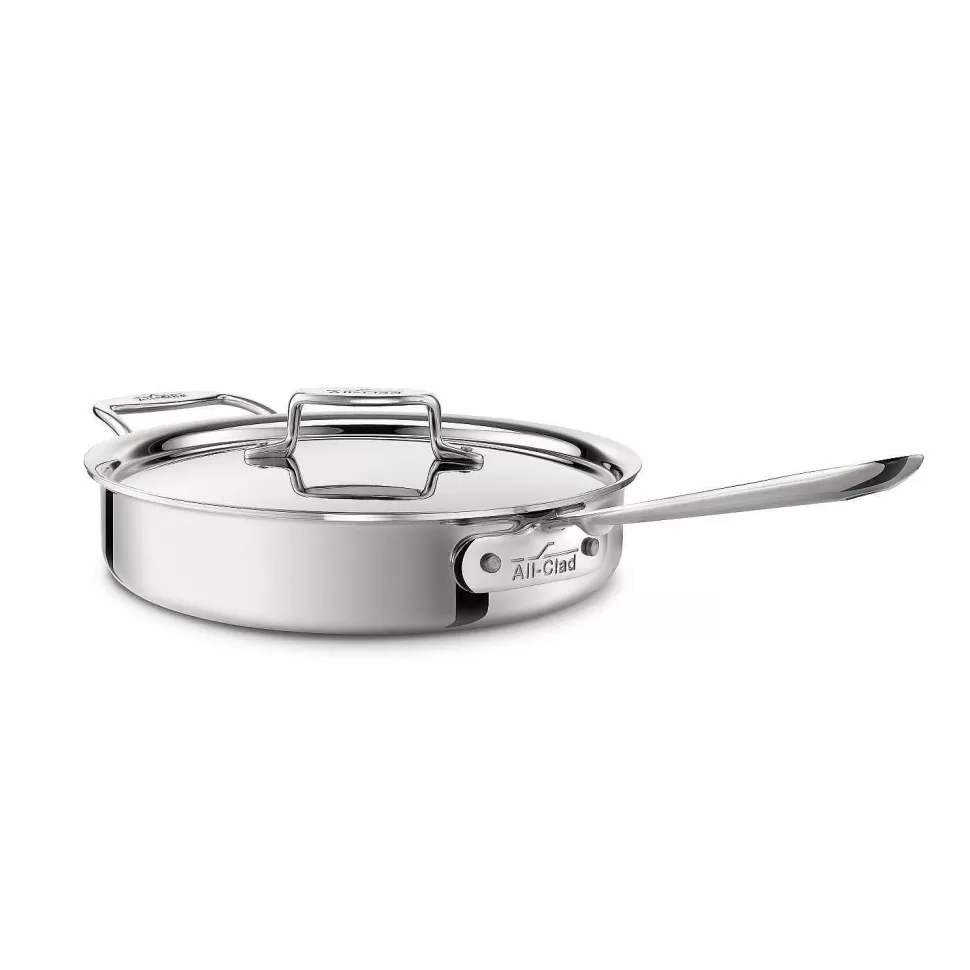 All-Clad Saute Pans<D5 Stainless Polished 5-Ply Bonded Cookware, Saute Pan With Lid, 3 Quart