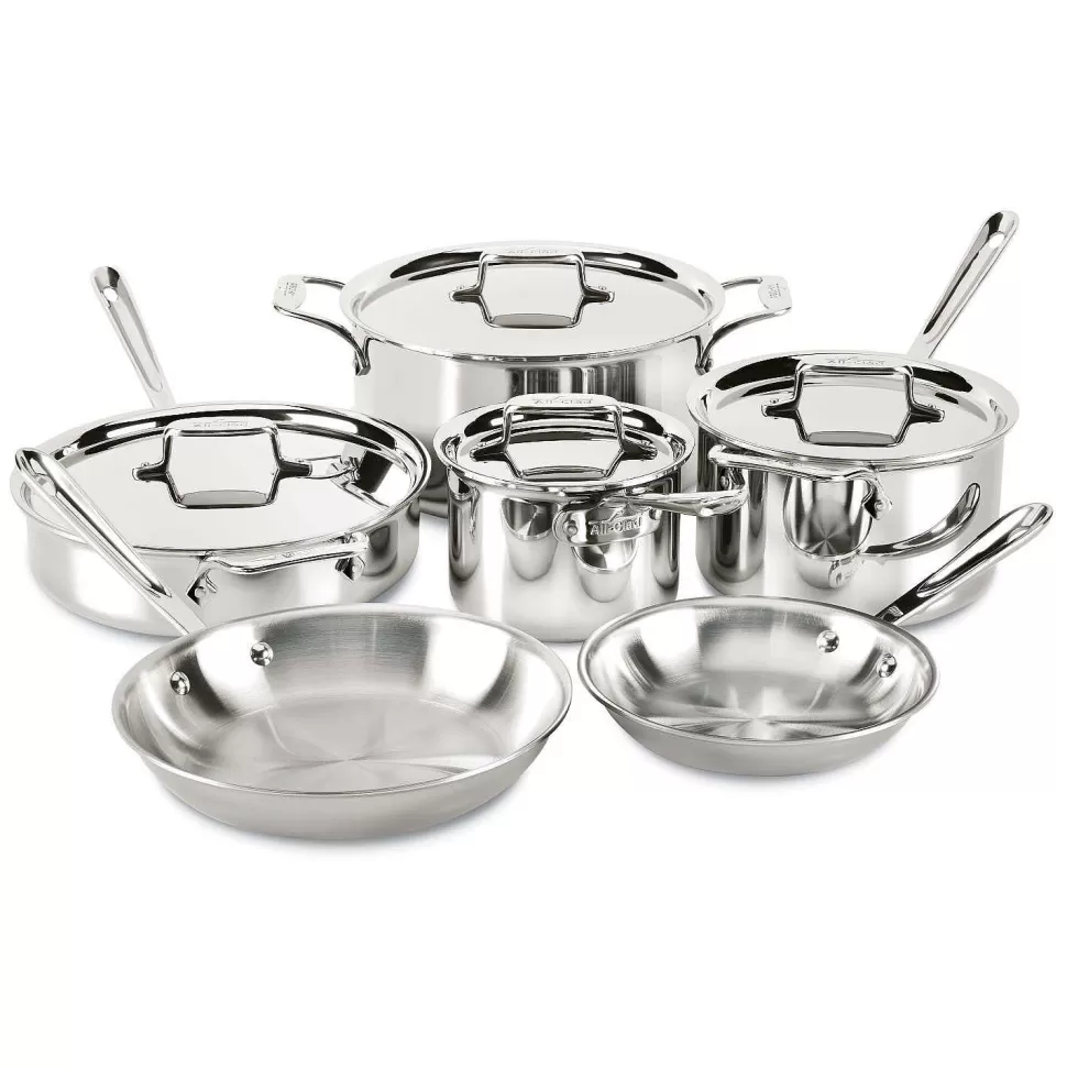 All-Clad Cookware Sets<D5 Stainless Polished 5-Ply Bonded Cookware Set, 10 Piece Set