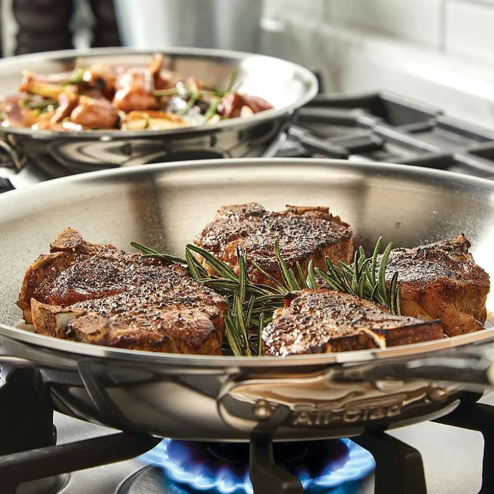 All-Clad Fry Pans & Skillets<D5 Stainless Polished 5-Ply Bonded Cookware Set, 8.5 & 10.5 Inch Deep Skillets
