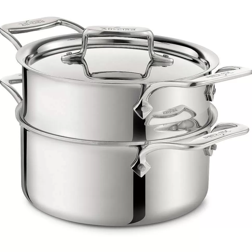 All-Clad Soups & Stockpots<D5 Stainless Polished 5-Ply Bonded Cookware, Steamer Set, 3 Quart