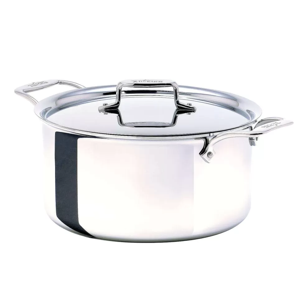 All-Clad Soups & Stockpots<D5 Stainless Polished 5-Ply Bonded Cookware, Stockpot With Lid, 8 Quart