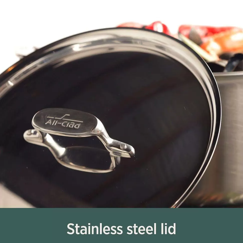 All-Clad Soups & Stockpots<D5 Stainless Polished 5-Ply Bonded Cookware, Stockpot With Lid, 8 Quart