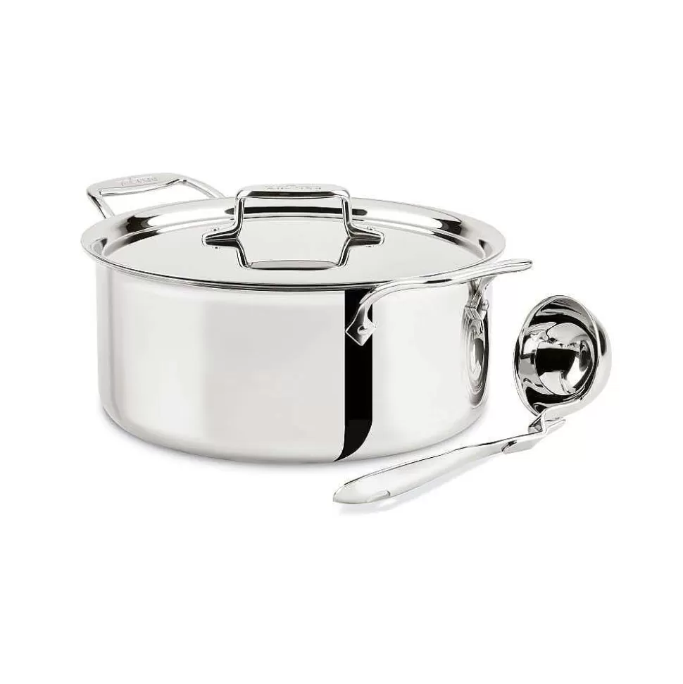 All-Clad Soups & Stockpots<D5 Stainless Polished 5-Ply Bonded Cookware, Ultimate Soup Pot With Lid And Ladle, 6 Quart