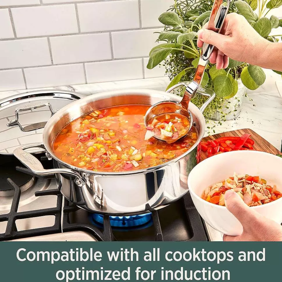 All-Clad Soups & Stockpots<D5 Stainless Polished 5-Ply Bonded Cookware, Ultimate Soup Pot With Lid And Ladle, 6 Quart